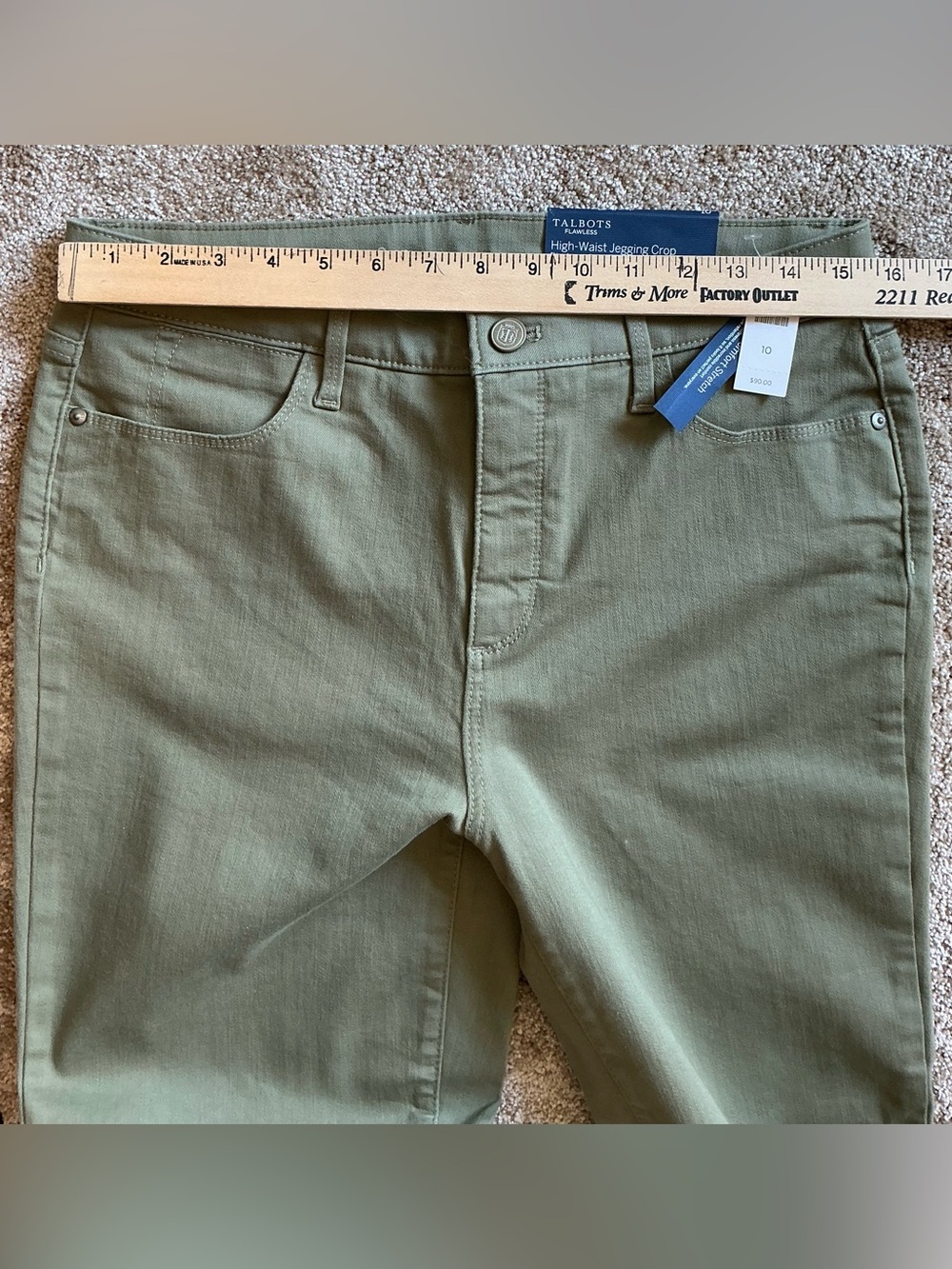 Talbots Flawless High Waist Cropped Jegging Olive Green $90 NWT 10 - Picture 3 of 6